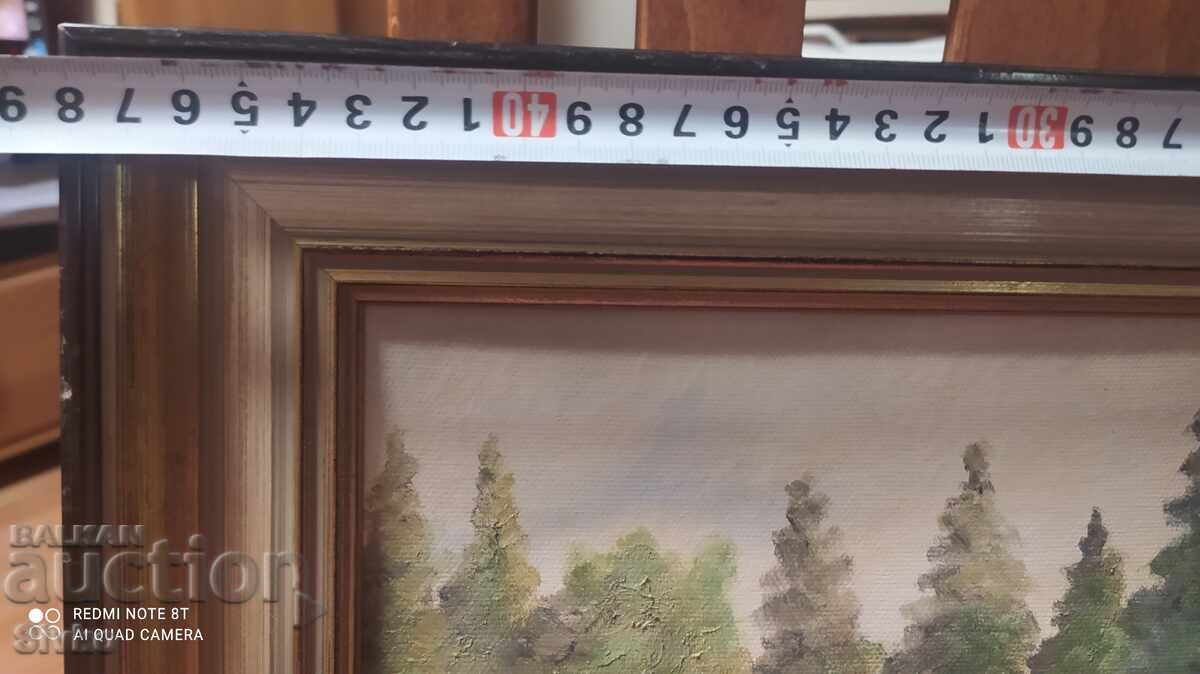 Auction  Oil painting canvas houses forest