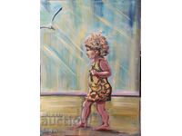 Oil painting on canvas Girl and Seagull