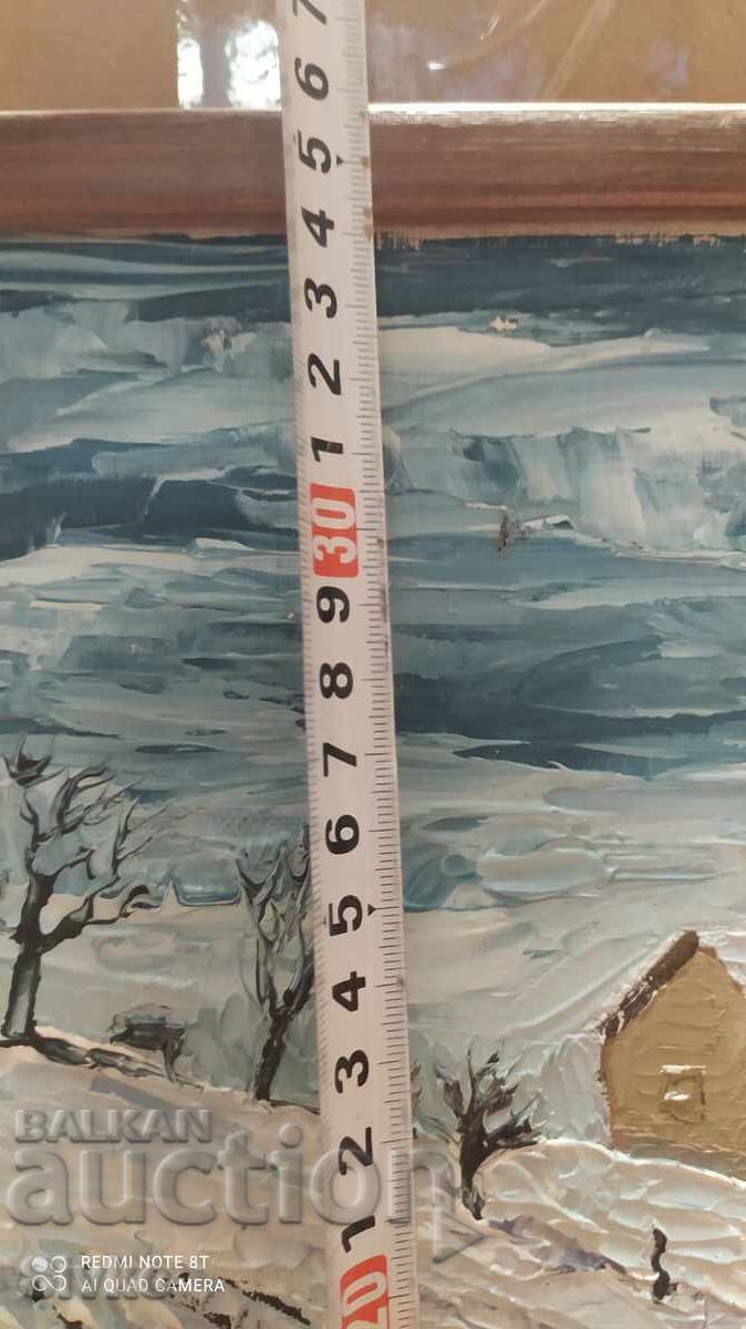 Delivery of Painting oil canvas signature Winter at the ranch Delivery of Painting oil canvas signature Winter at the ranch