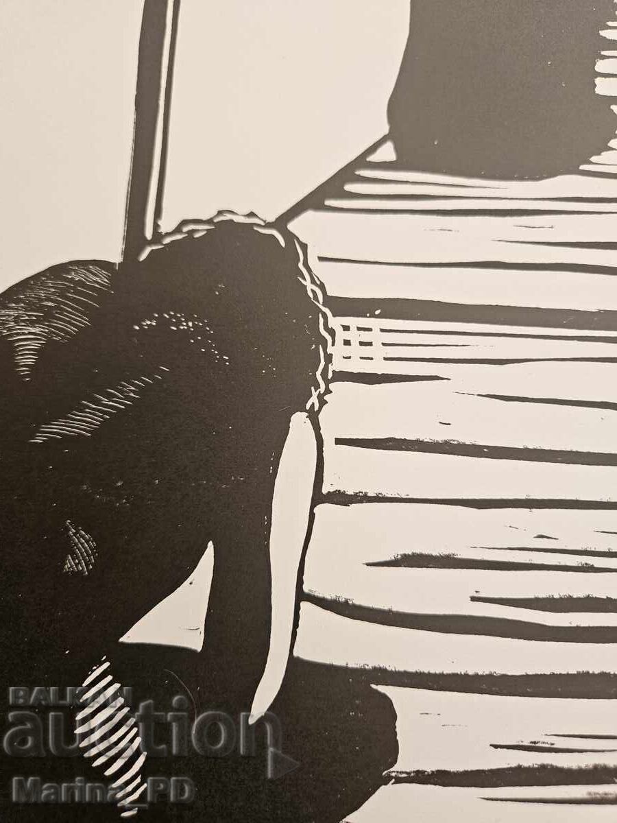 Linocut "Sadness" with price 25.00 BGN | € 12.78