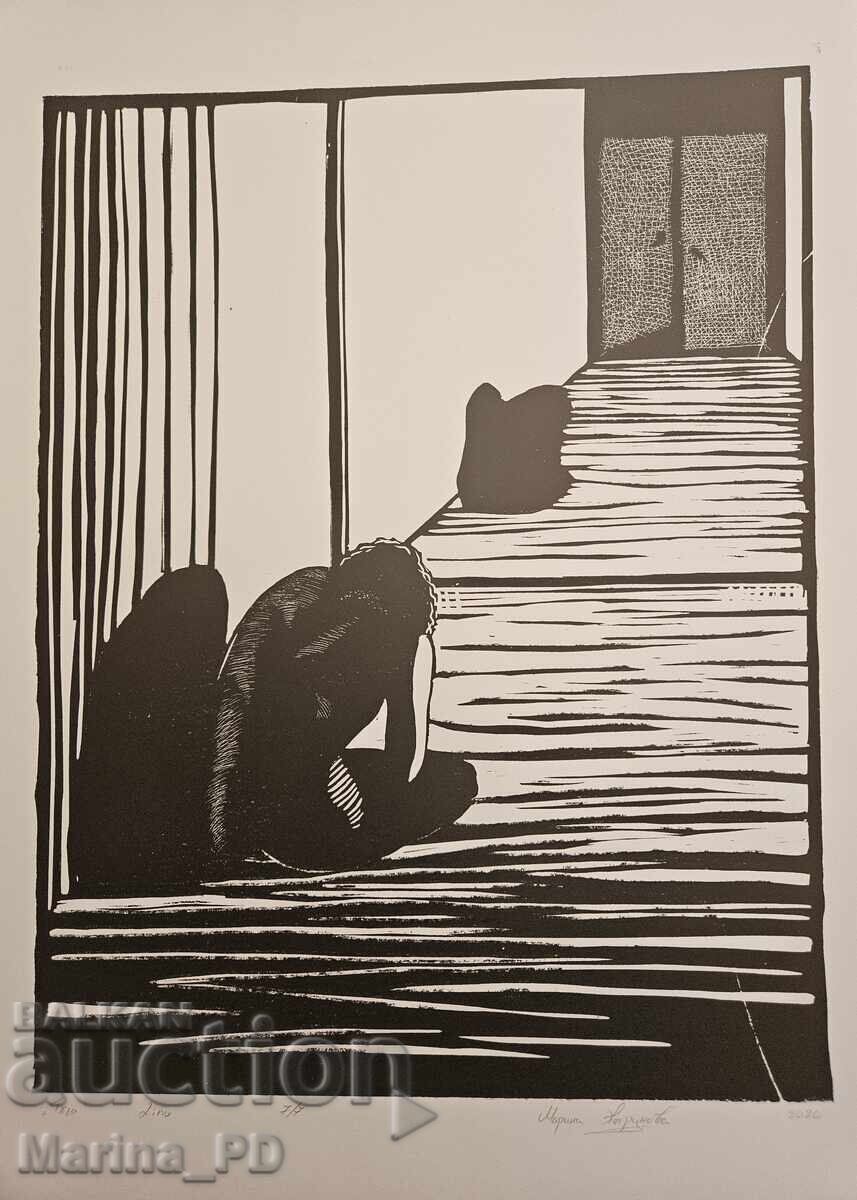 Linocut "Sadness"