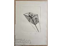 "Emotional Cube", drypoint