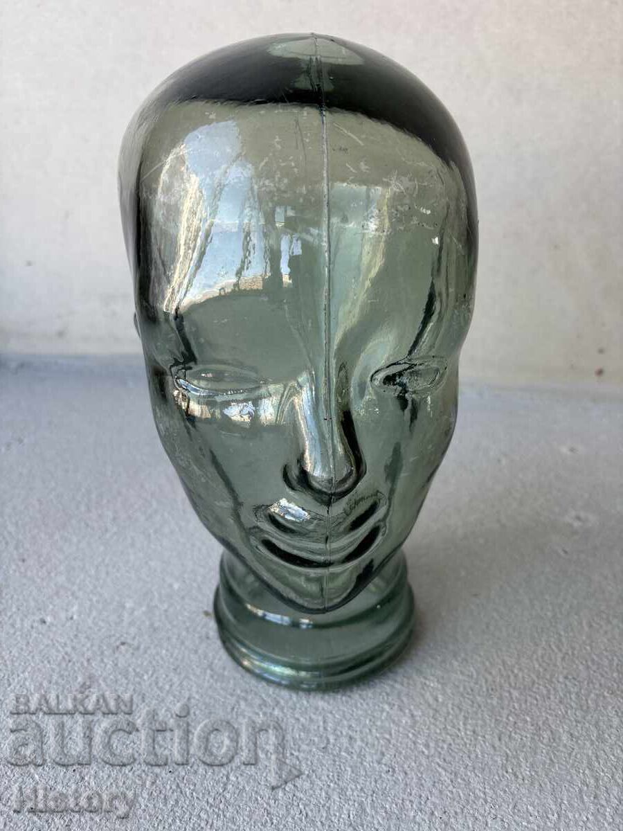 Стъклена глава/стойка/манекен за шапки