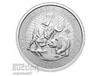 NOU!!! SILVER 2 OZ 2025 CANADA - TAUR ȘI URȘ