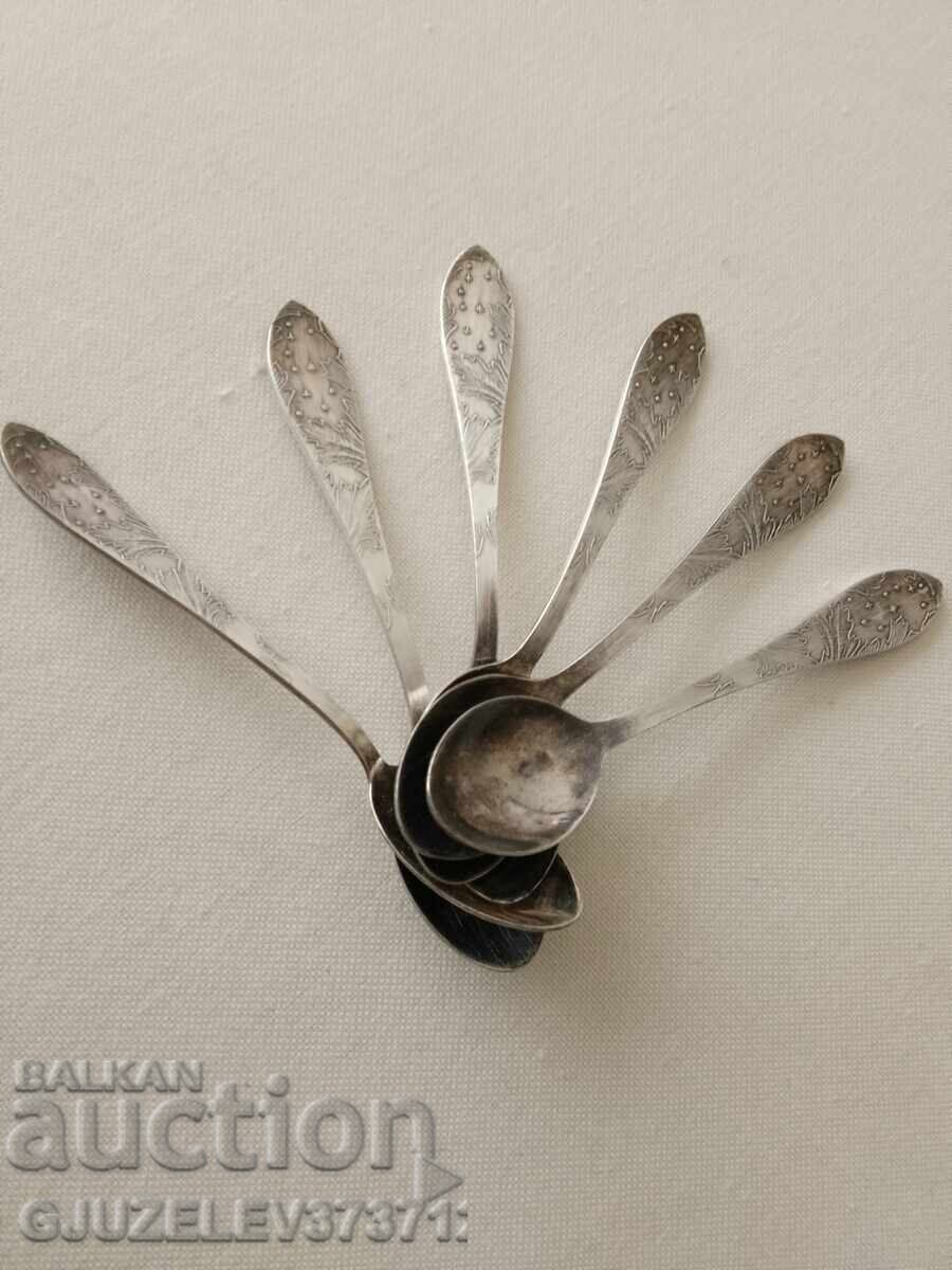 spoons - for tea/coffee/dessert, Melchior, models "Starry sky" - 5