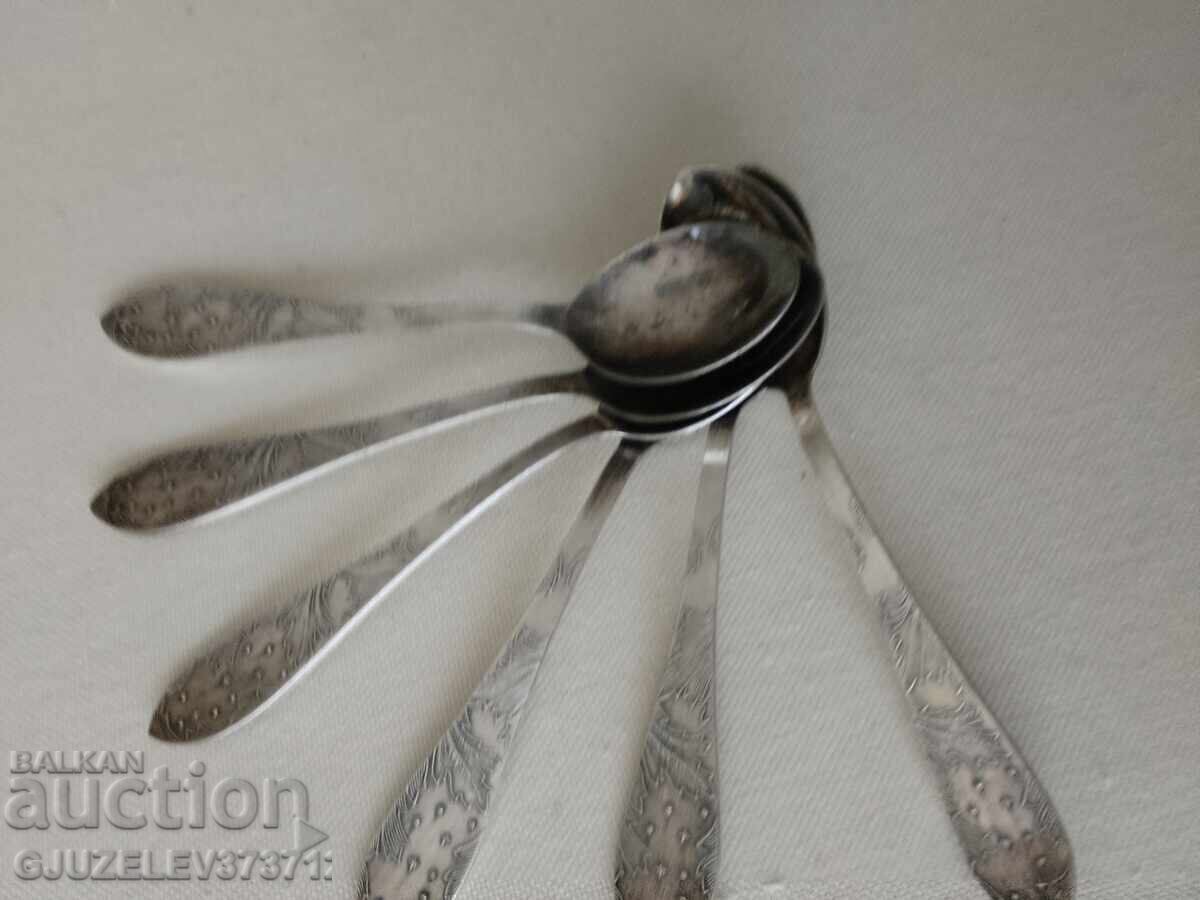 spoons - for tea/coffee/dessert, Melchior, models "Starry sky" - 6