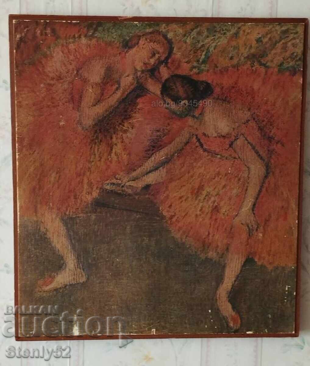 Painting by Edgar Degas, replica in wooden frame, lithograph Painting by Edgar Degas, replica in wooden frame, lithograph