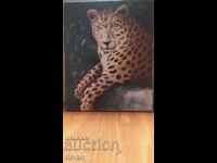 Oil painting canvas signature The Leopard