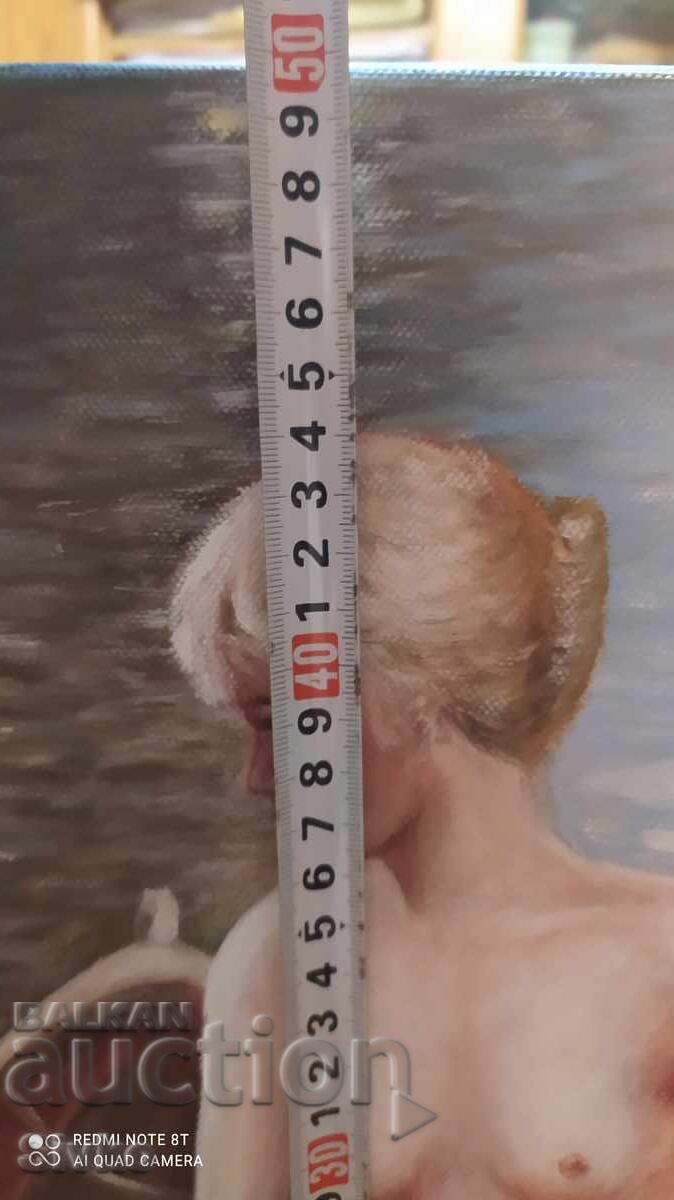 Auction Oil painting canvas signature The Boatwoman Auction Oil painting canvas signature The Boatwoman