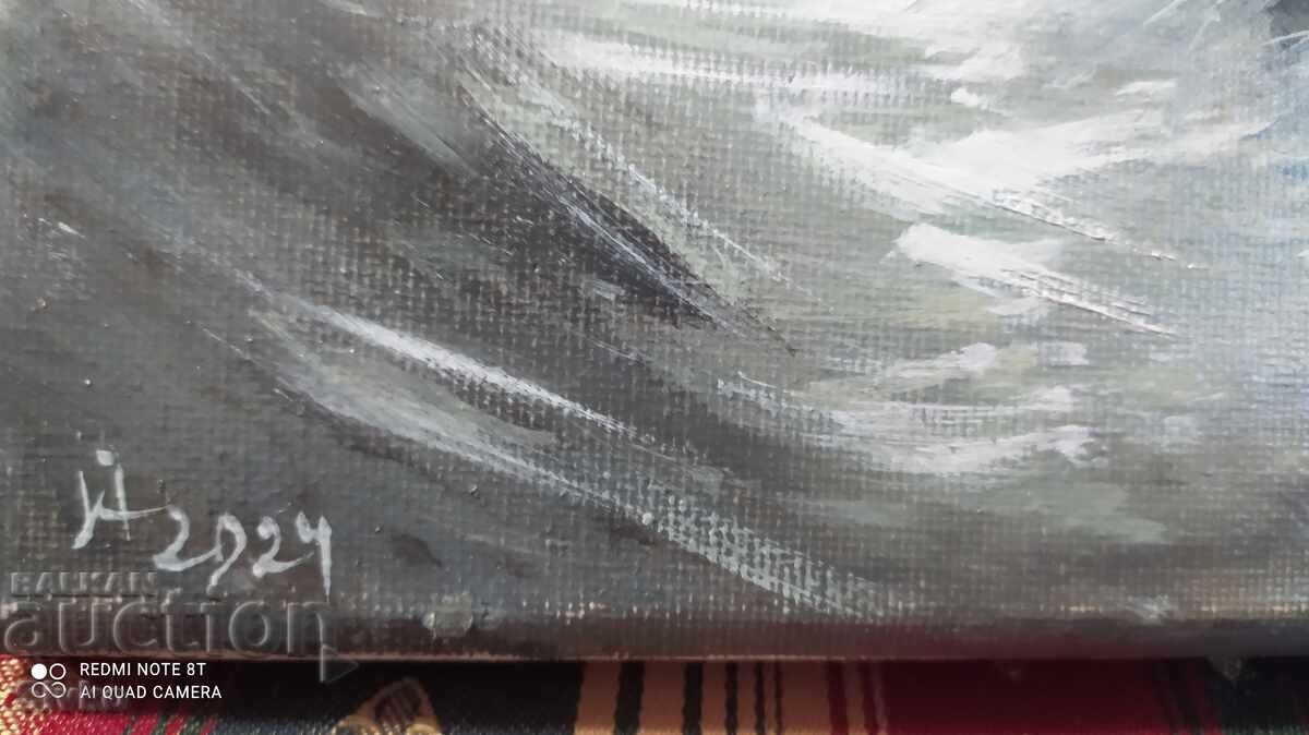 Oil painting canvas signature stormy sea ships with price 19.99 BGN | € 10.22 Oil painting canvas signature stormy sea ships with price 19.99 BGN | € 10.22