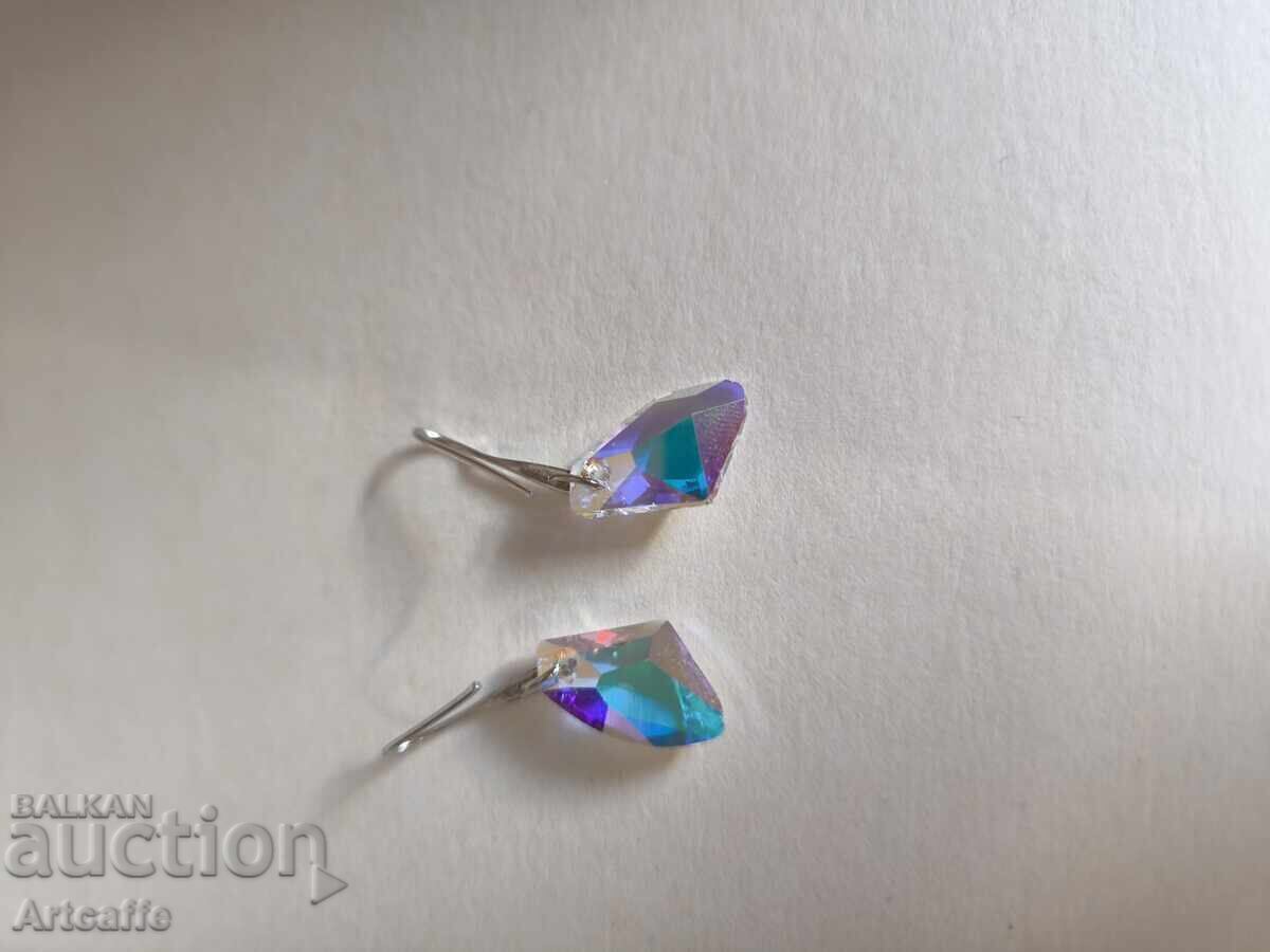 Silver earrings with Swarovski crystals, 925 sterling silver - 5 Silver earrings with Swarovski crystals, 925 sterling silver - 5