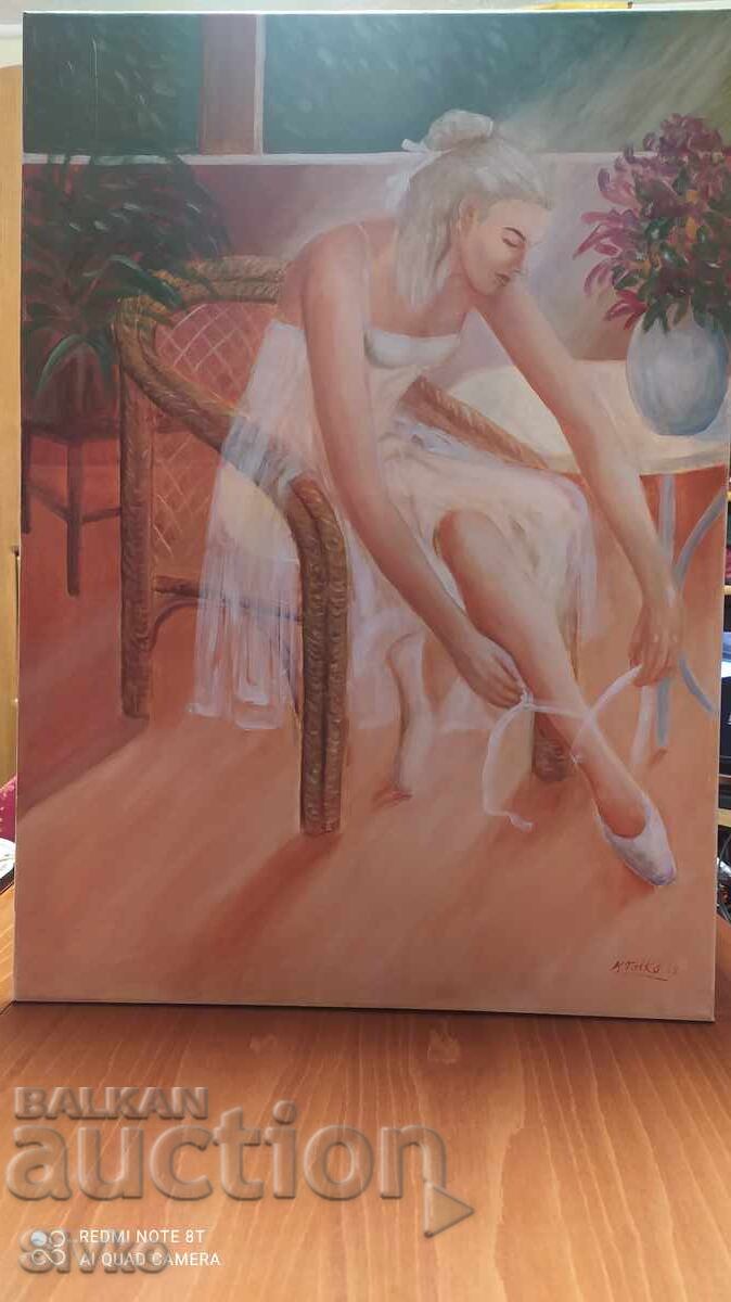 Oil painting on canvas signed Ballerina Oil painting on canvas signed Ballerina