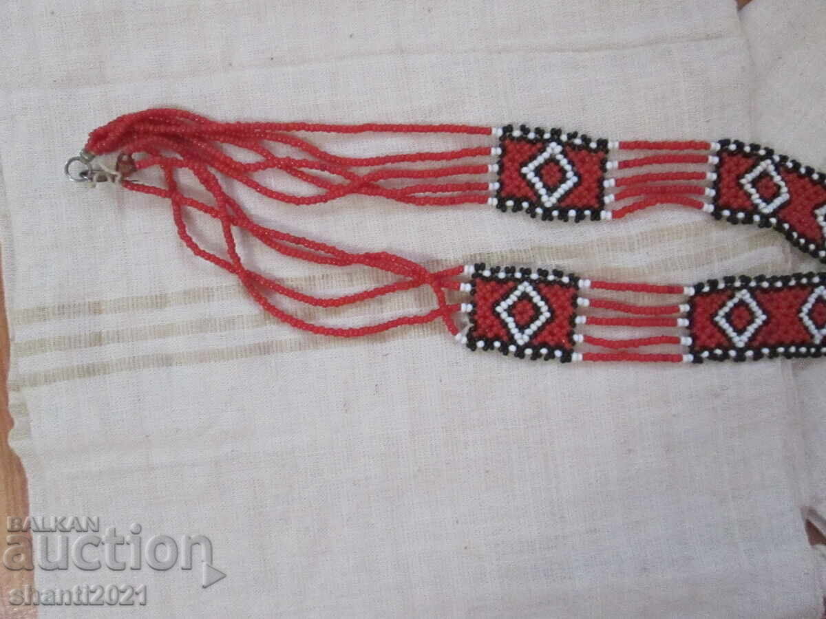 Antique kenar towels and costume bead necklace - 5 Antique kenar towels and costume bead necklace - 5