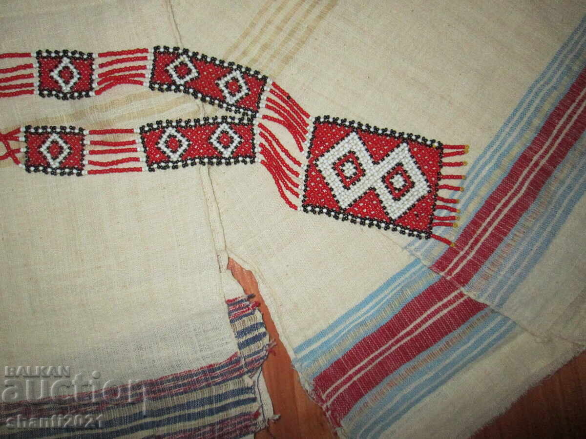 Antique kenar towels and costume bead necklace - 6 Antique kenar towels and costume bead necklace - 6