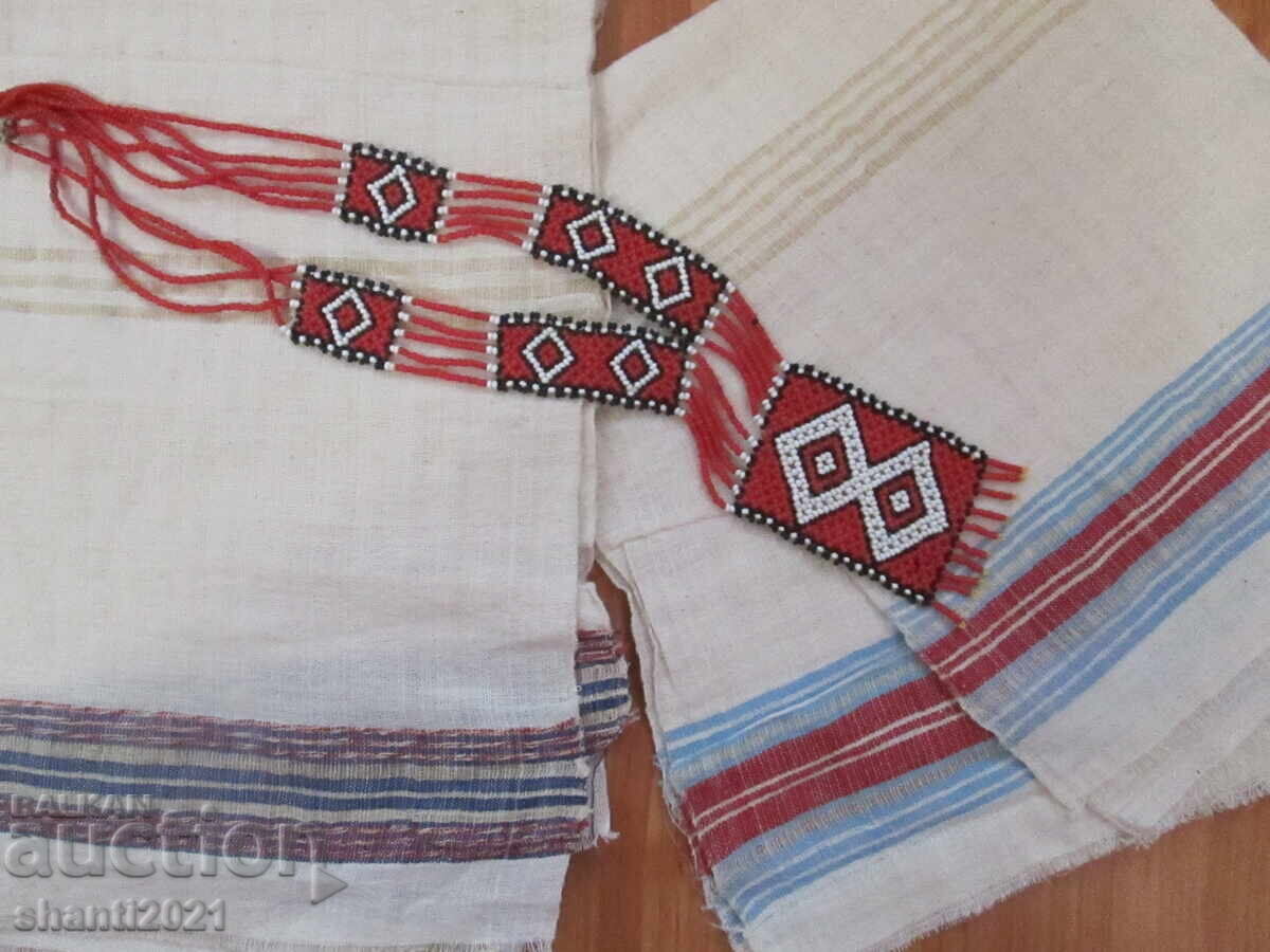 Antique kenar towels and costume bead necklace - 7 Antique kenar towels and costume bead necklace - 7