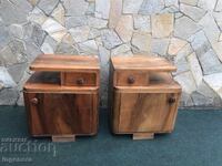 RETRO CABINET BEDSIDE TABLE FROM THE 60'S WOOD WALNUT VENEER-2 PCS.