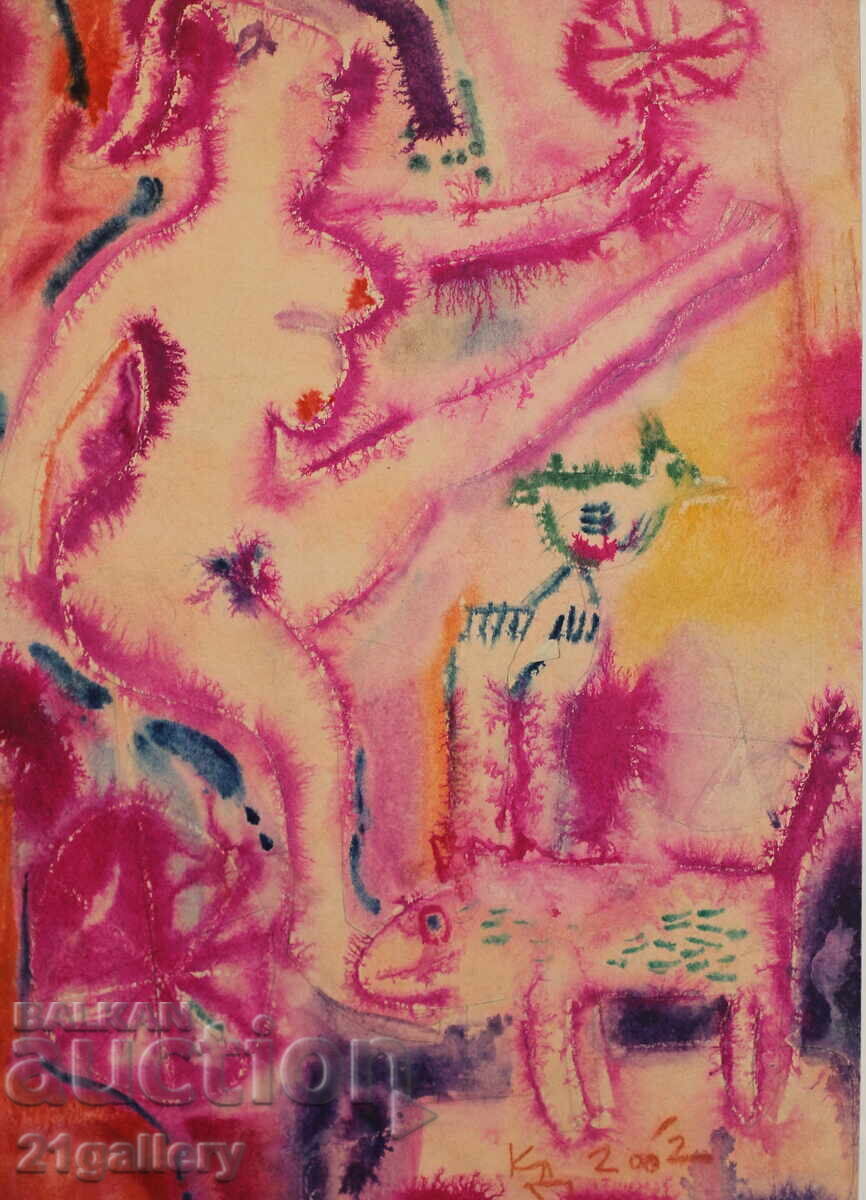 Auction Krasimir Doychev (1961-) Watercolor female portrait 2002 Auction Krasimir Doychev (1961-) Watercolor female portrait 2002