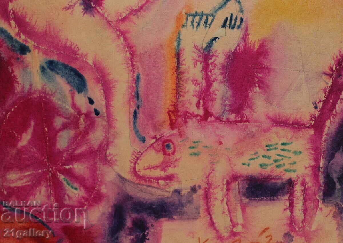 Krasimir Doychev (1961-) Watercolor female portrait 2002 - 5