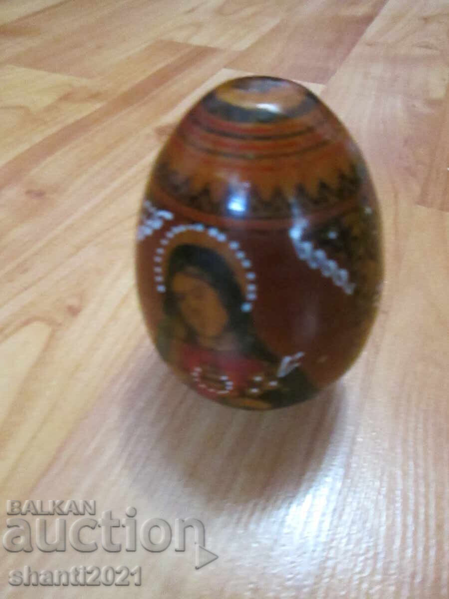 Antique Icon, wooden egg, hand painted, Christ, Mary - 5 Antique Icon, wooden egg, hand painted, Christ, Mary - 5