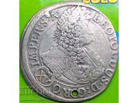 15 Kreuzer 1695 Hungary Leopold silver hole