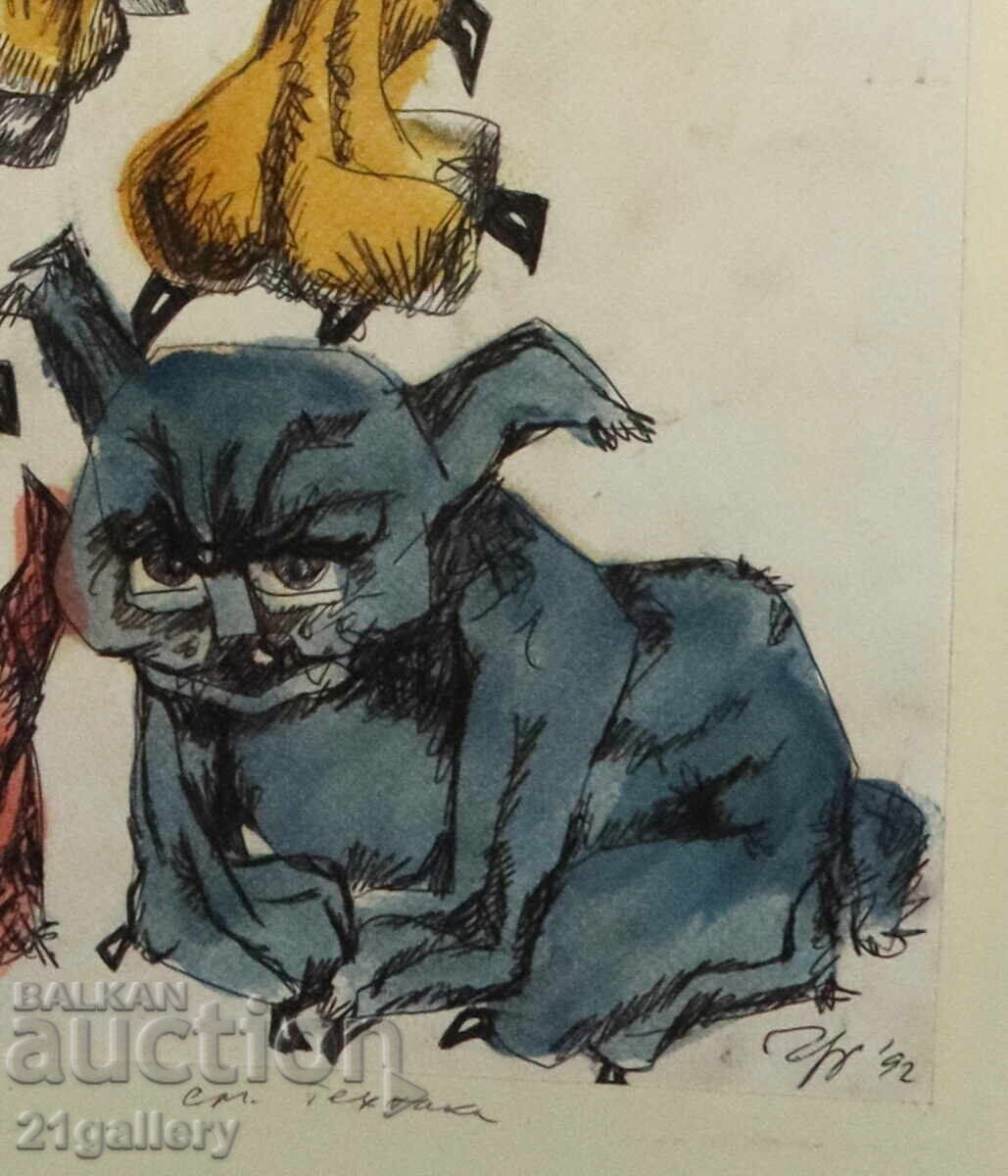 Prof. Petar Chuhovski (1922-1995) μελάνι/ακουαρέλα 1992 - 7