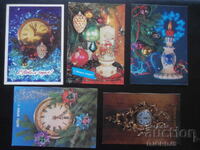 Old Russian New Year cards, 5 pieces