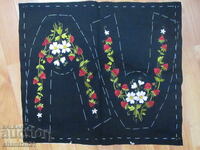 Old hand embroidery motif, woolen fabric, silk threads