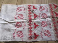 Old towel, hand embroidery and hand knitted lace