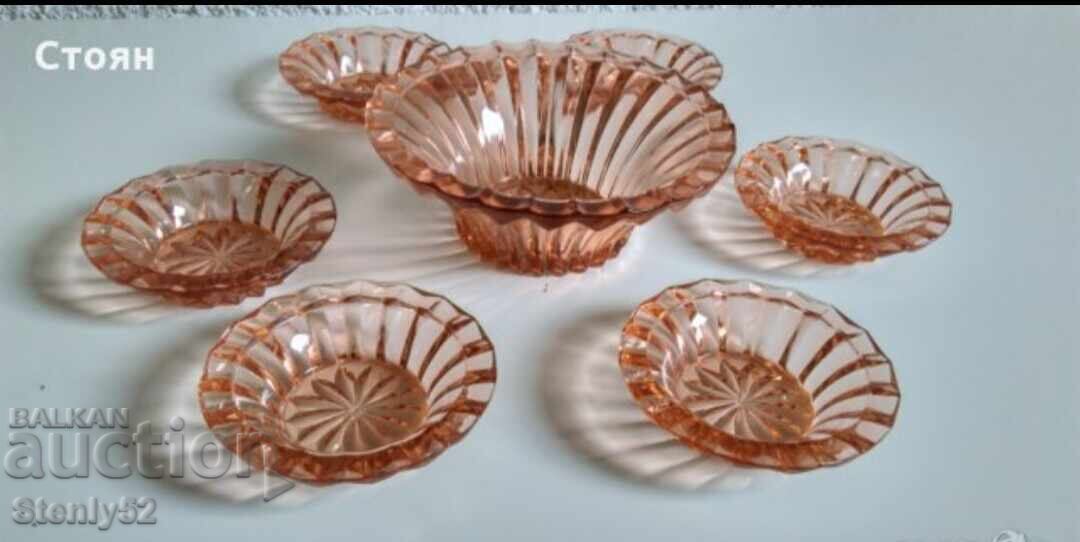 USSR service colored thick glass for jam. USSR service colored thick glass for jam.