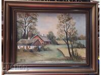 Painting oil canvas signature The Old Farm