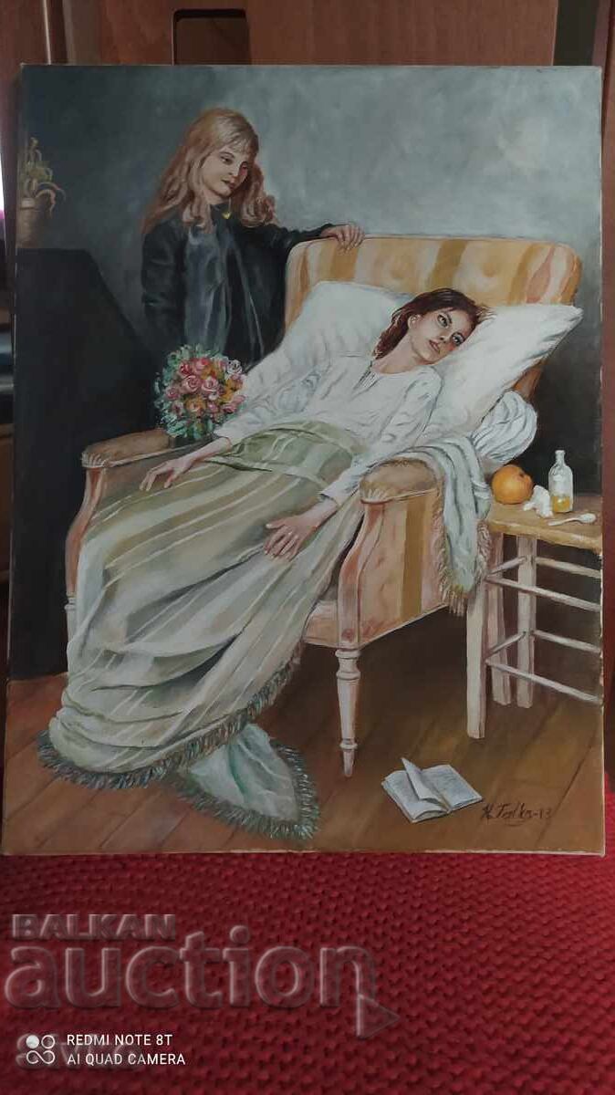 Картина масло платно Прощаване с мама Картина масло платно Прощаване с мама