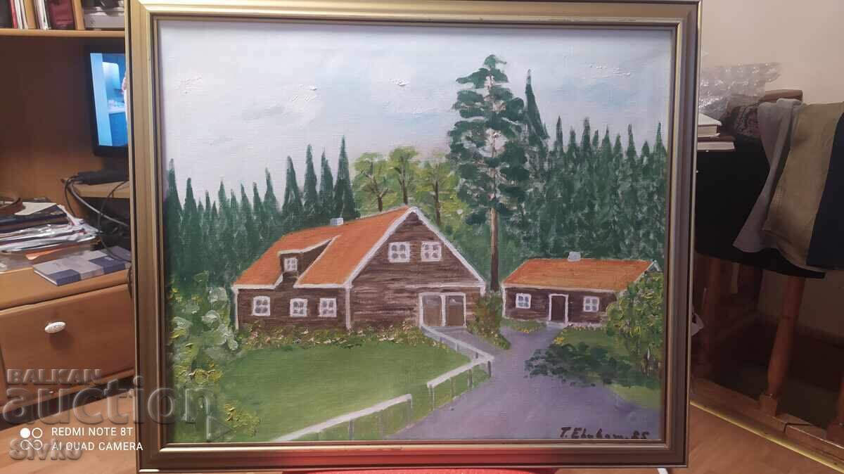Oil painting signed The Home of My Childhood Oil painting signed The Home of My Childhood