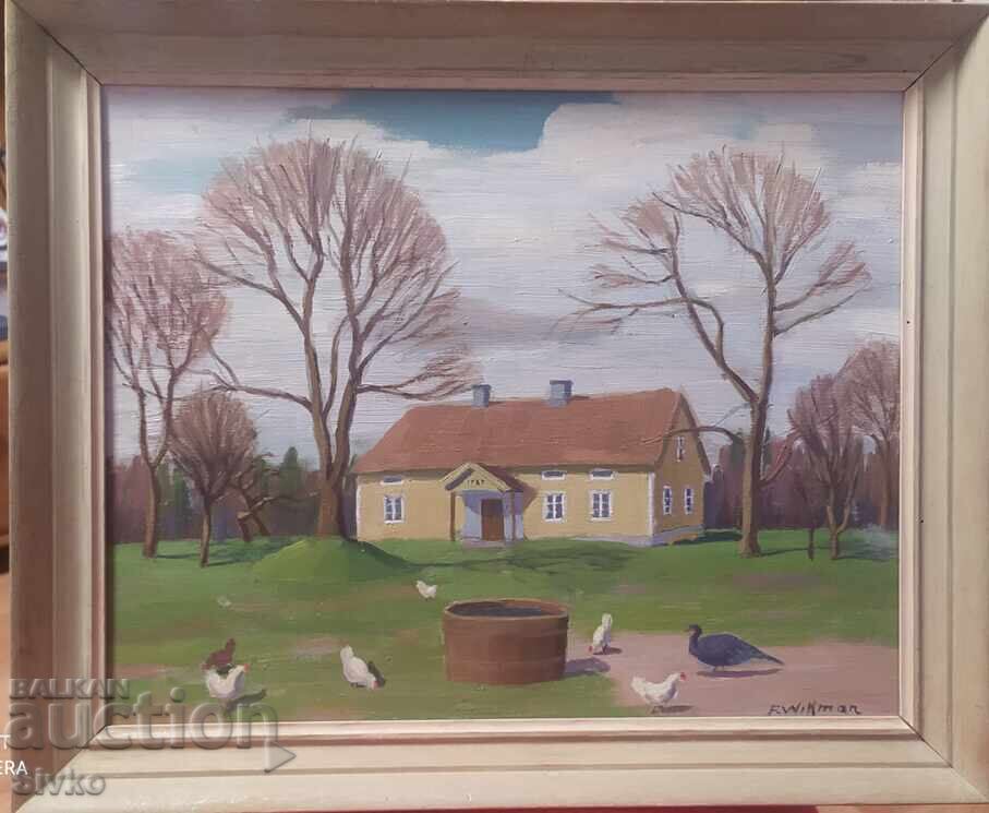 Oil painting signature The Farm Oil painting signature The Farm