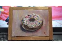 Oil painting plywood Donat