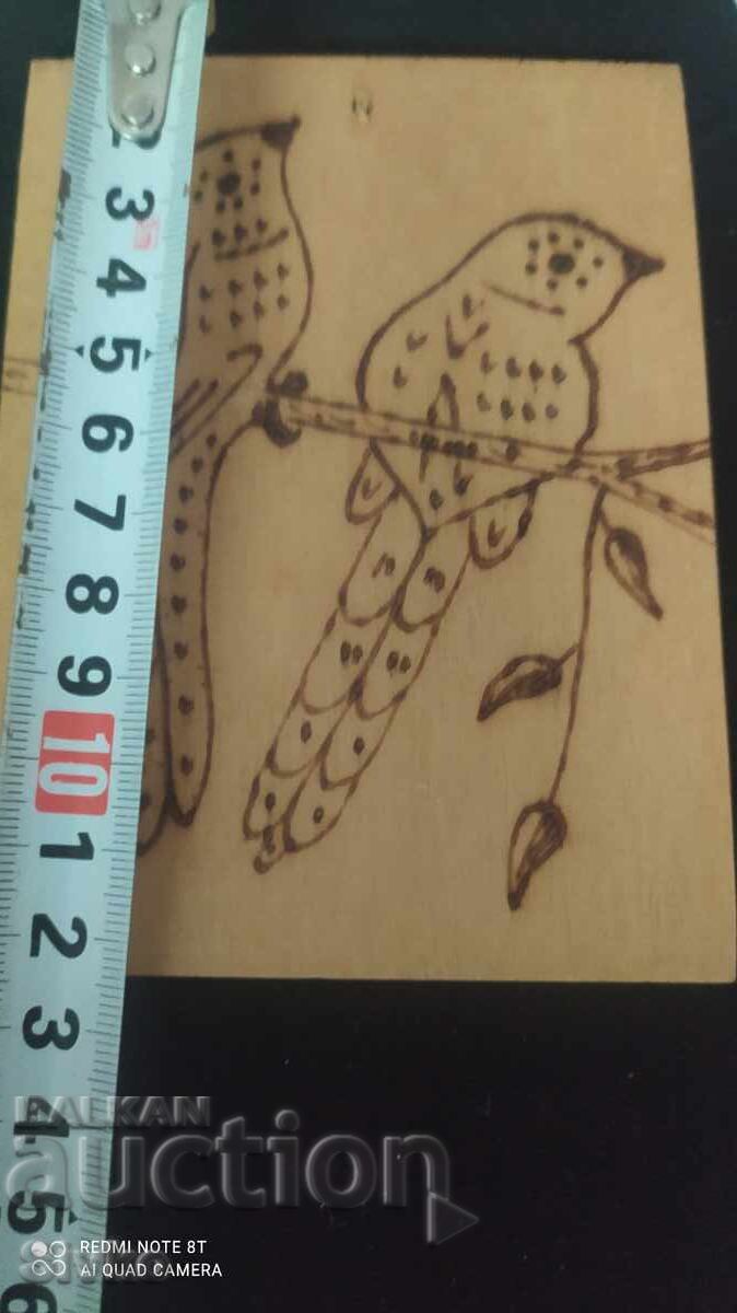 Auction Painting, birds, pyrography, wood Auction Painting, birds, pyrography, wood