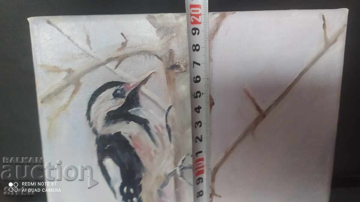 Auction Painting, oil, canvas, The Woodpecker, the Doctor of the Forest Auction Painting, oil, canvas, The Woodpecker, the Doctor of the Forest