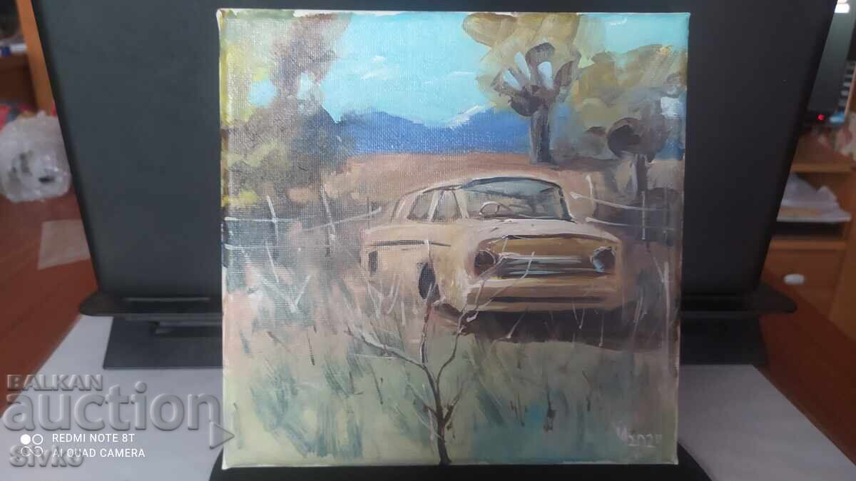 Painting, oil, canvas, My first car