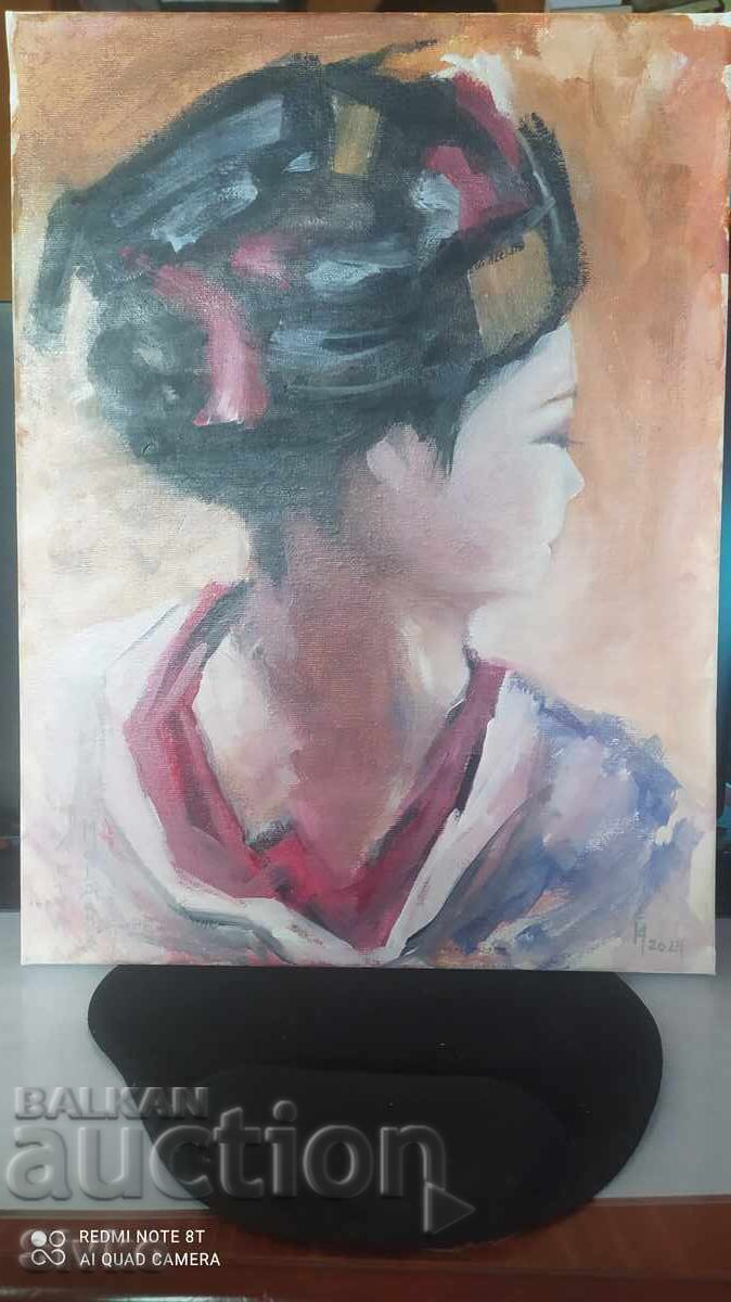 Painting, oil, canvas, The Mysterious Geisha Painting, oil, canvas, The Mysterious Geisha