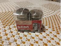 SALT BOXES -NEW-METAL GLASS-UNIQUE