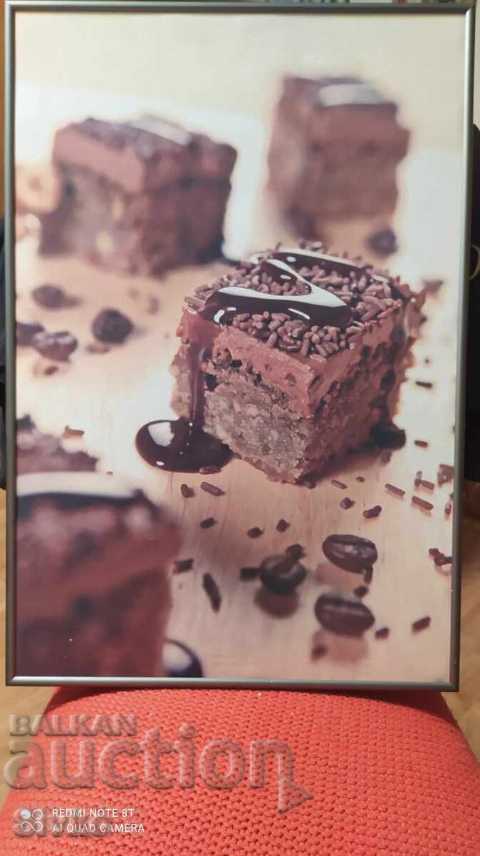 Постер снимка за заведение метална рамка торта 60/40 см Постер снимка за заведение метална рамка торта 60/40 см