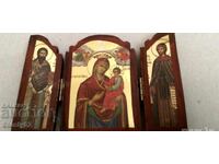 Three icons connected by straps.