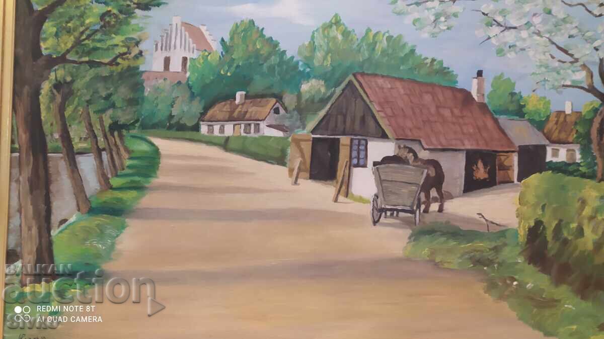 Painting oil canvas signature The road by the farm with price 69.99 BGN | € 35.79