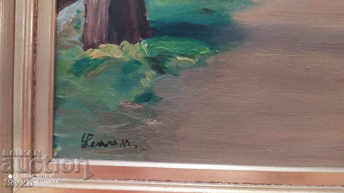 Auction  Painting oil canvas signature The road by the farm