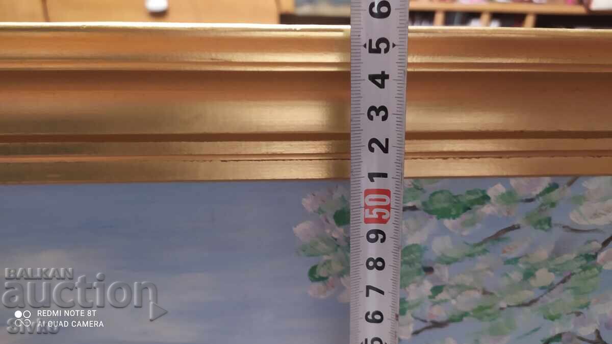 Painting oil canvas signature The road by the farm - 5