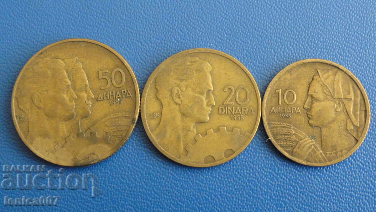 Auction Yugoslavia 1955 - 10, 20 and 50 dinars Auction Yugoslavia 1955 - 10, 20 and 50 dinars