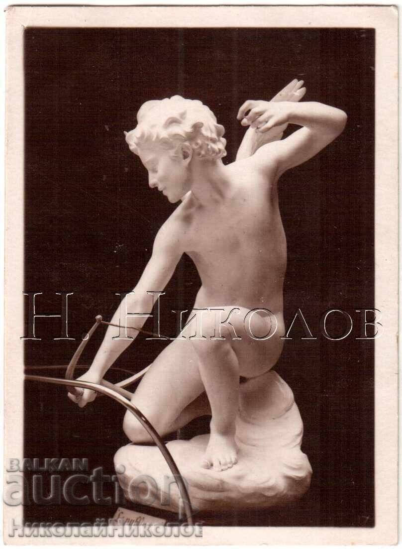 SMALL OLD PHOTO SCULPTURE LAURENT MARQUEST CUPID D417 SMALL OLD PHOTO SCULPTURE LAURENT MARQUEST CUPID D417