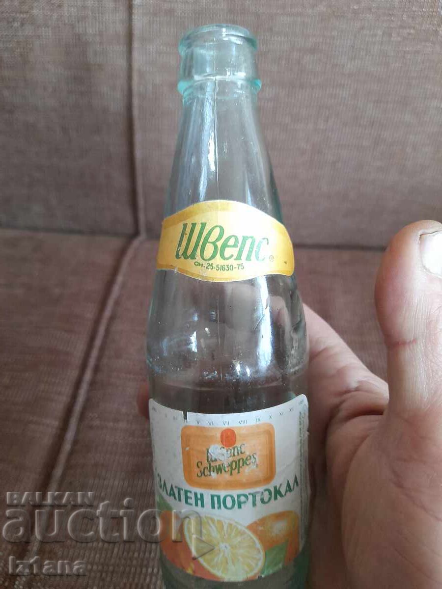 Old bottle of Schweppes Golden Orange with price 22.00 BGN | € 11.25 Old bottle of Schweppes Golden Orange with price 22.00 BGN | € 11.25