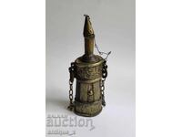 Old Ottoman powder magazine/firecracker - brass and bone