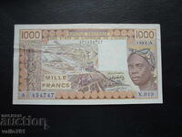 WEST AFRICA 1000 FRANCA Ivory Coast 1988 RARE