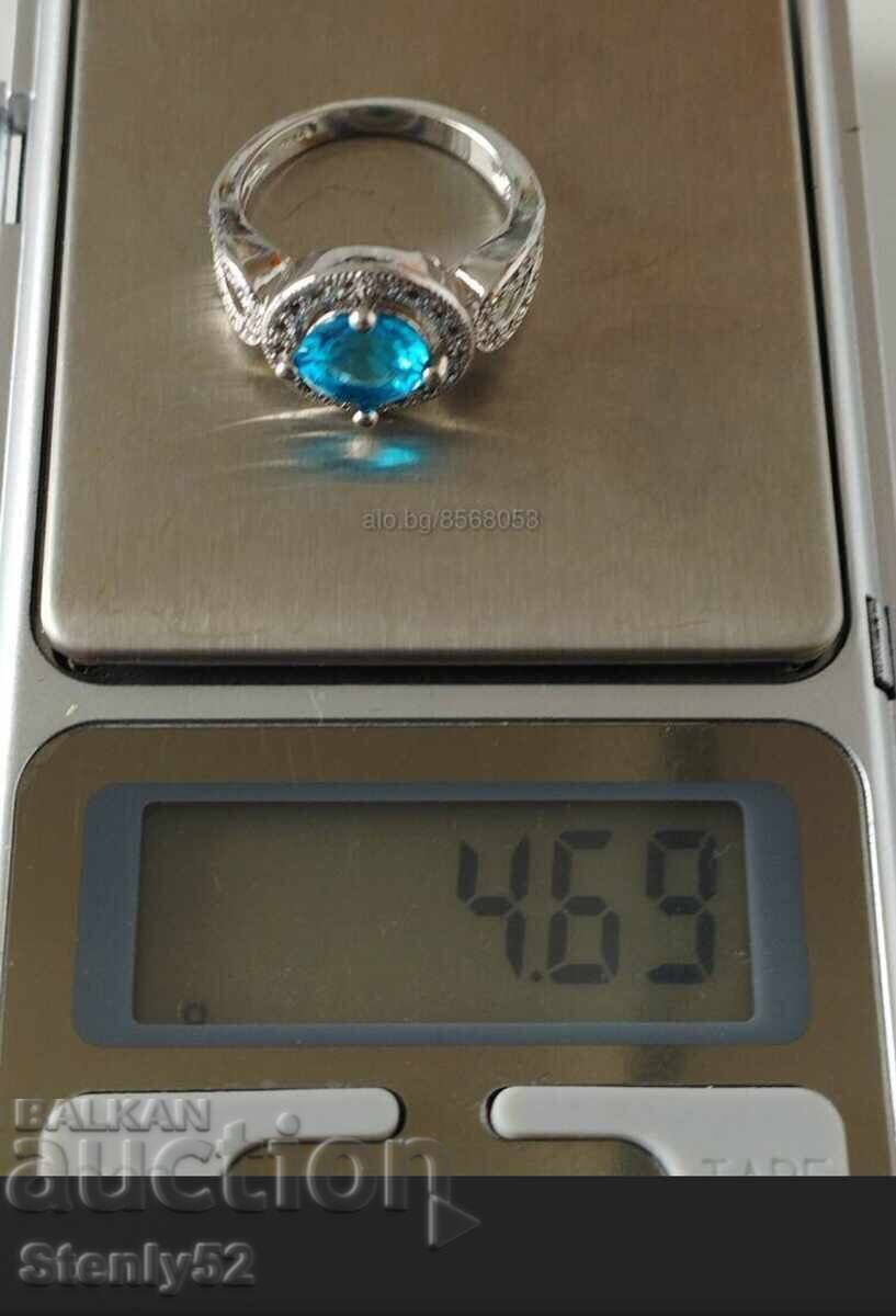 Посребрен пръстен с родиево покритие с естествен камък. с цена € 30.00 | 58.67 лв. Посребрен пръстен с родиево покритие с естествен камък. с цена € 30.00 | 58.67 лв.